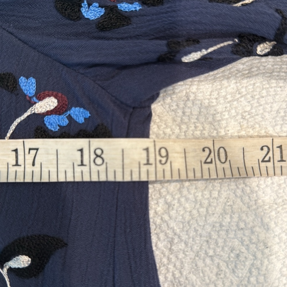 Parker Sadie Embroidered Blue Boho Long Sleeve Mini Dress Size Small - Picture 9 of 12